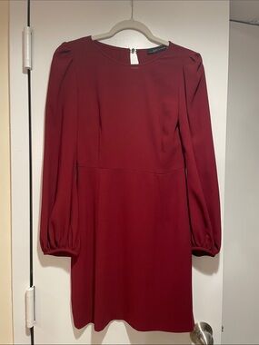 Zara Long Sleeve burgundy Women's Shift Dress